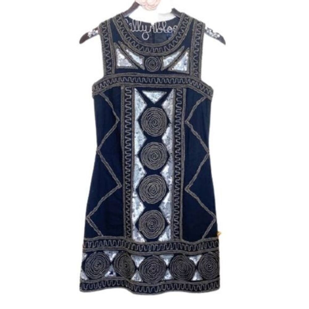 FRENCH CONNECTION Mini Sequin Beaded Embroidered Cocktail Dress XSMALL